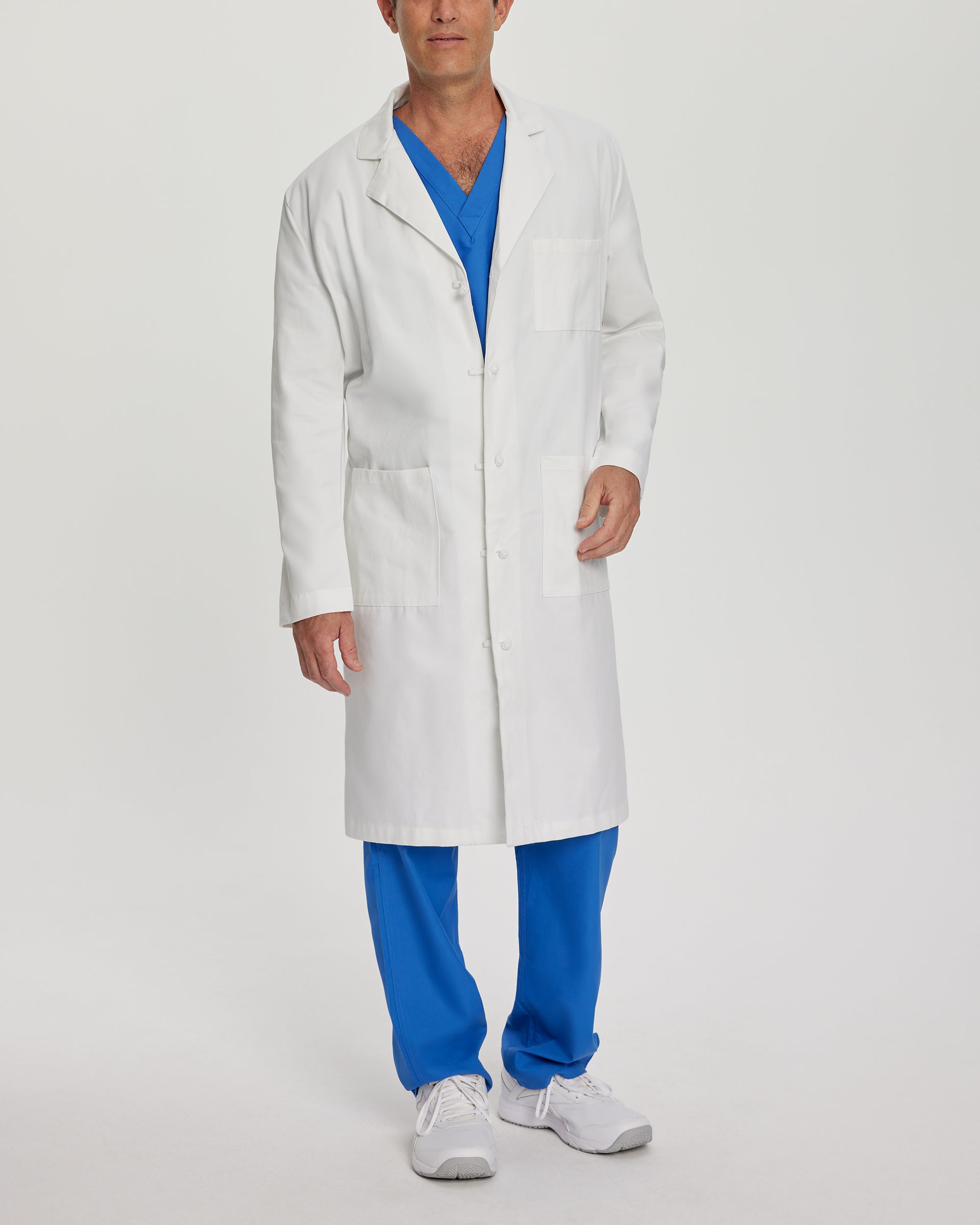 Landau Men's 3-Pocket Full-Length White Coat Lab Coats 3138